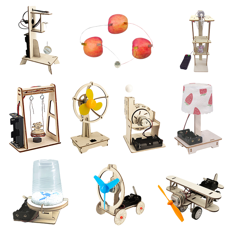 Wholesale Wooden Educational Toys 10 in 1 Electricity Experiment Diy Kit Stem Science Puzzle Toys for Kids