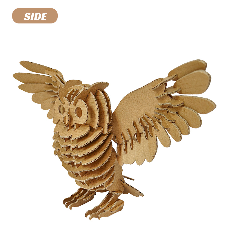 Eco-friendly 3D Cardboard Puzzle Owl Model DIY Laser Cut Corrugated Paper Craft Kit Educational STEM Toy for Kids Wholesale