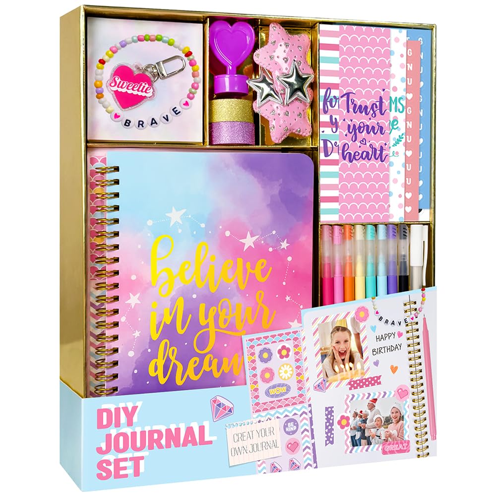 Custom Printed DIY Journal Kit Teenage Girl Birthday Gift Notebook Scrapbook Box Diary Set for Kids Students Graduation &amp; Party