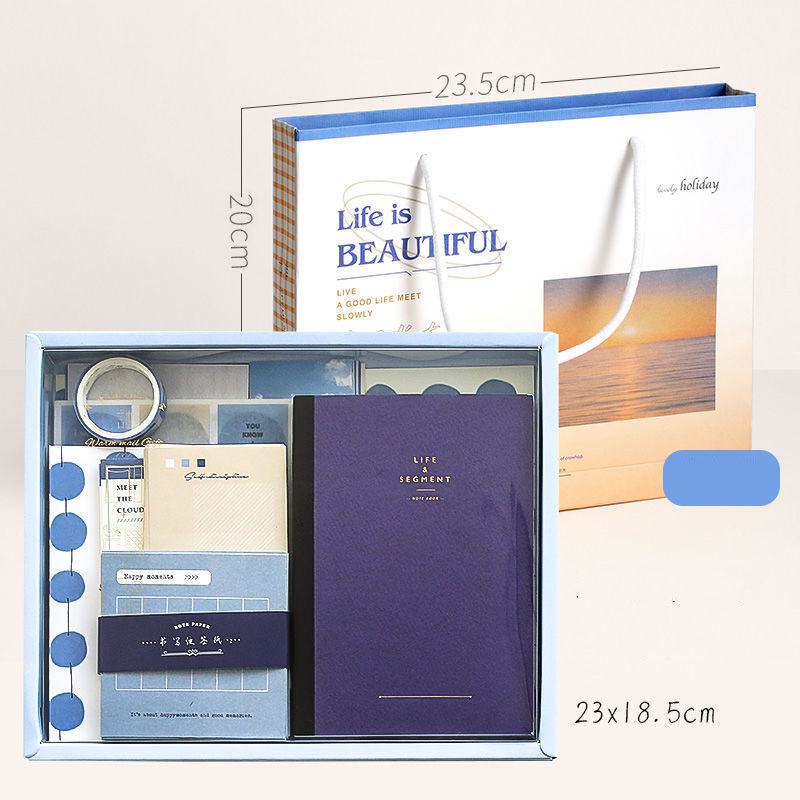 A6 Simple Style DIY Notebook Kit Scrapbooking Stationery with Thermal Binding Thread Sewing Leather Paper Cover Gift Box Journal