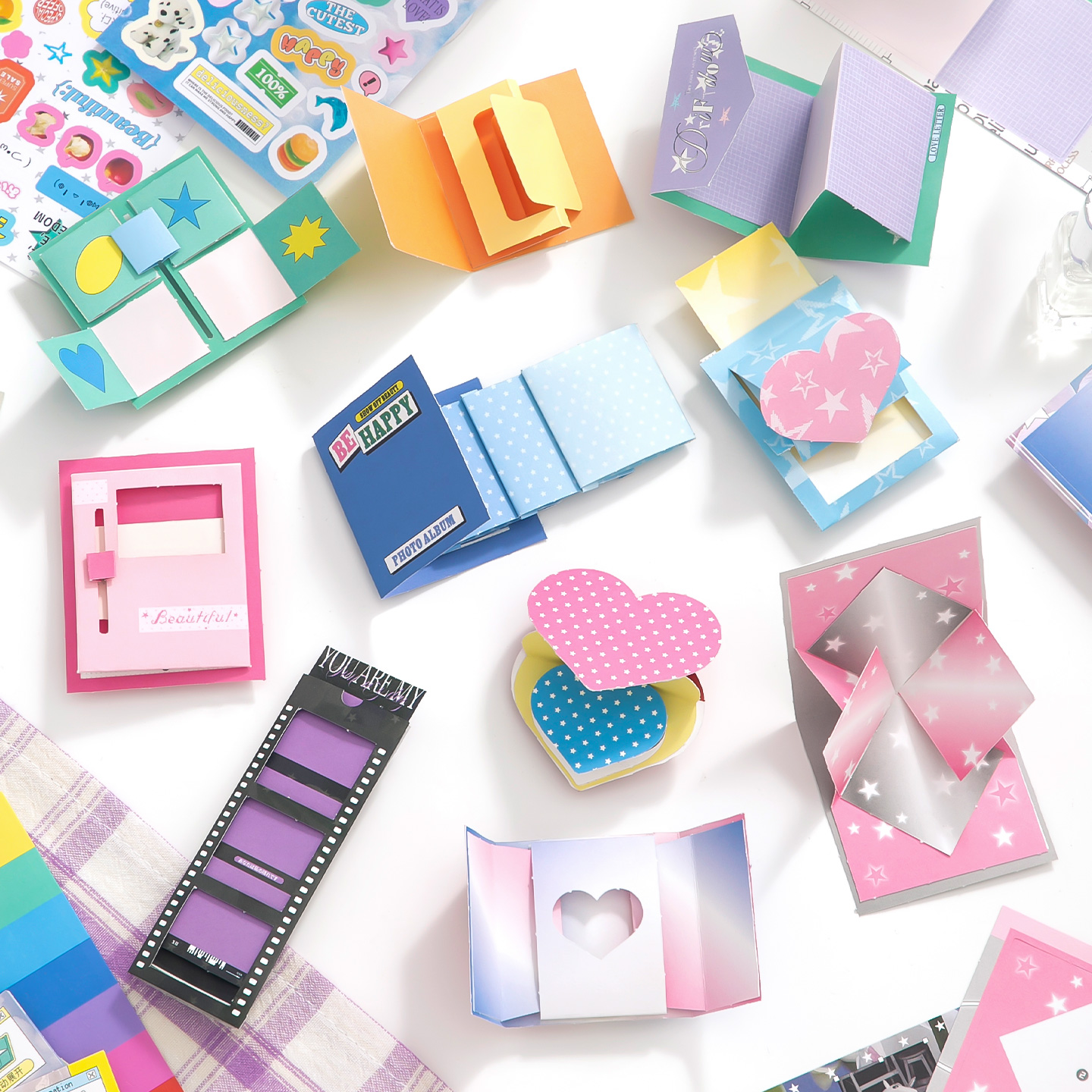 Simno M5 Mini Mechanism Craft Kit DIY Scrapbooking Material Pack, with Envelopes Stickers and Decorative Papers