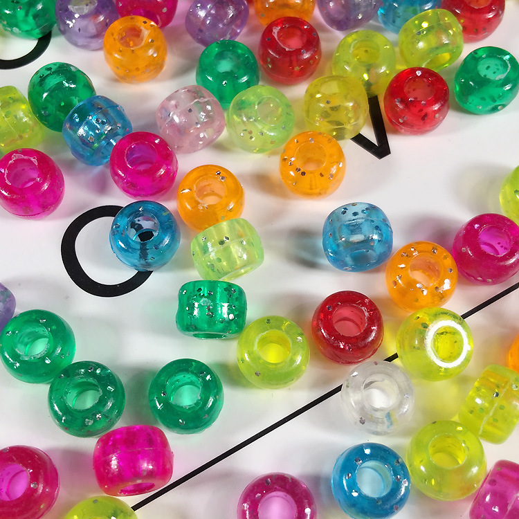 Colorful 6x9mm Round Plastic Kandi Acrylic Pony Beads Bulk Colorful DIY Craft Bracelets Necklace Party Jewelry Making Kit