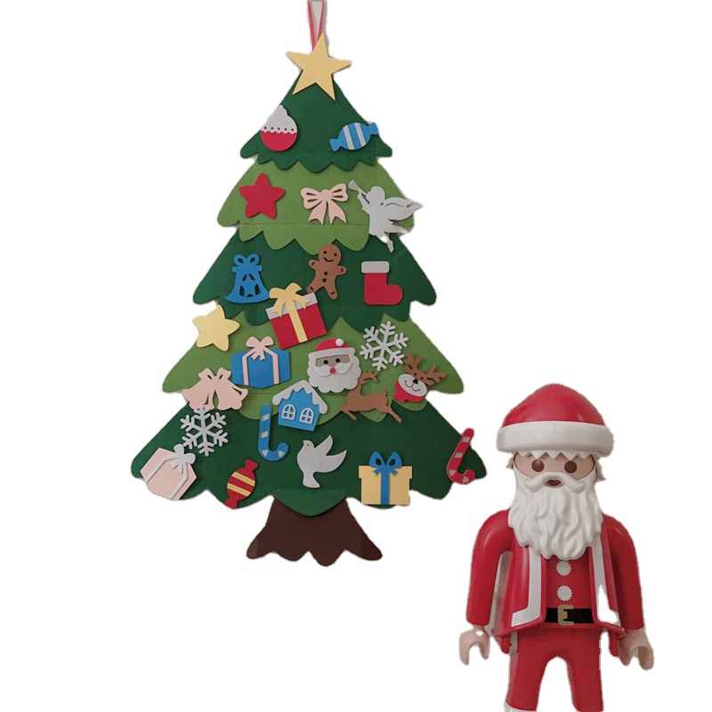 DIY 3D Felt Craft Kits Handmade Artificial Christmas Tree Set Kids Home Decoration with Merry Christmas Ornaments!