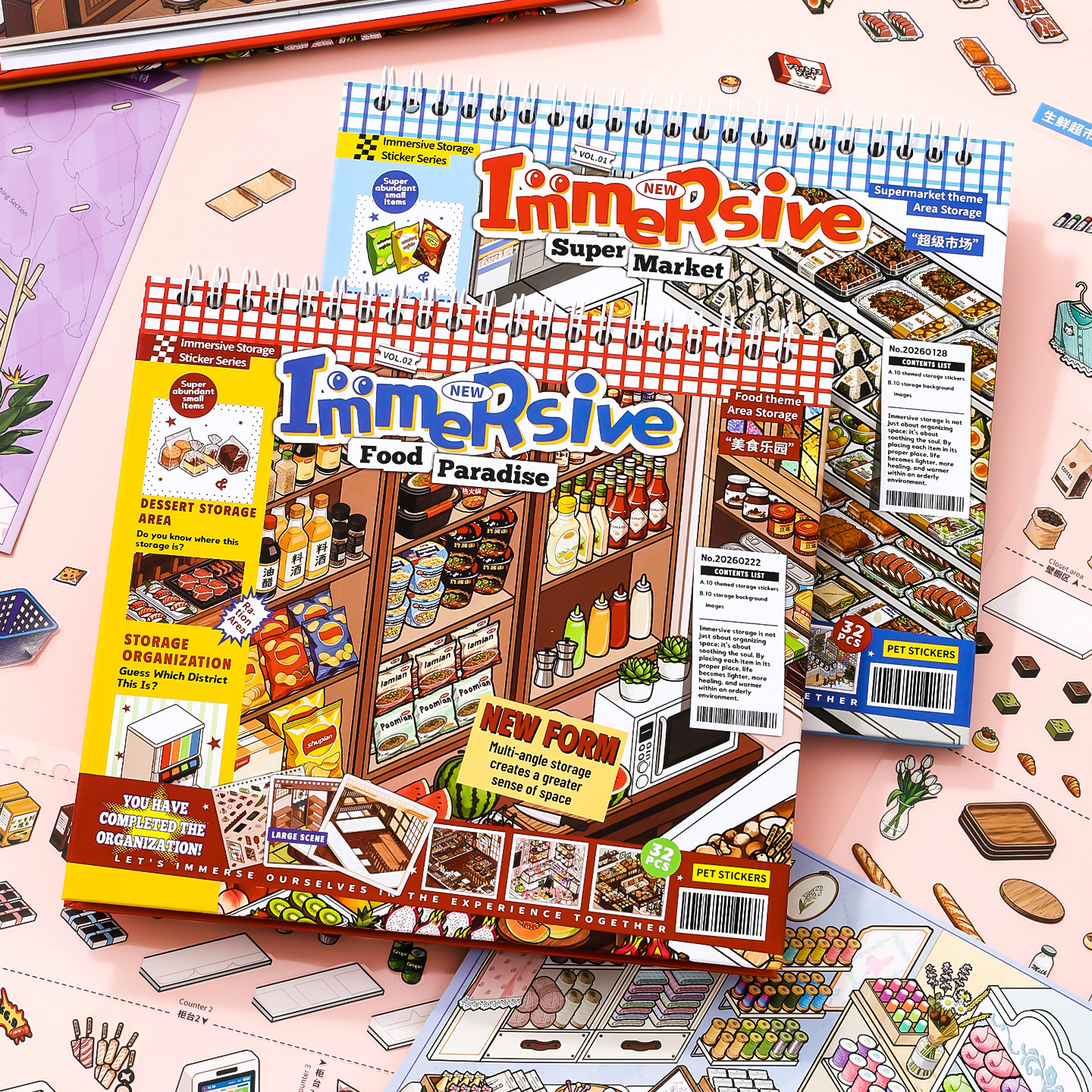 SIMNO Immersive Interactive StorageSupermarket &amp; Food Themed Scene StickersPuzzle Activity Kit for DIY Lovers