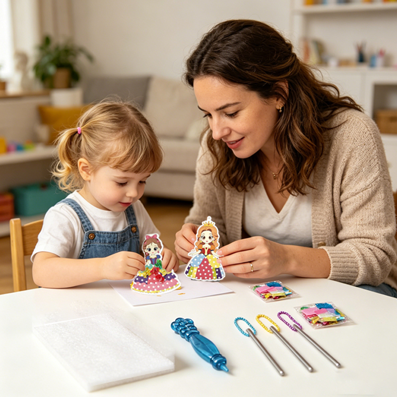 Wayee Princess Poke Art Wind Chime Kit HD100251 Kids DIY Paper Punch Handmade Educational Craft Toy Set Girls Birthday Gift