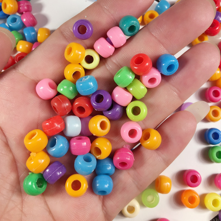 Colorful 6x9mm Round Plastic Kandi Acrylic Pony Beads Bulk Colorful DIY Craft Bracelets Necklace Party Jewelry Making Kit