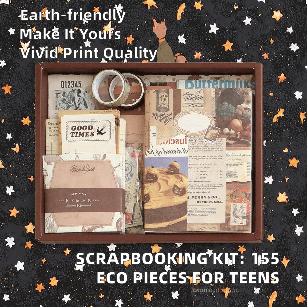 Modern Scrapbooking Supplies Kit A6 Grid Notebook DIY Journaling Stationery Eco-friendly 155 Pcs Personalized Personal Gift Set