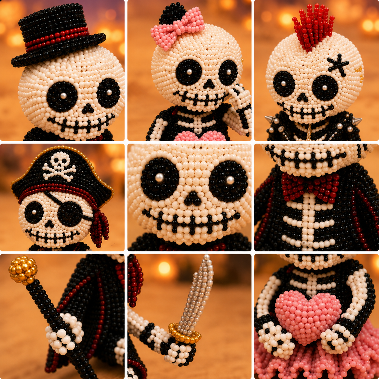 Halloween Bead Art DIY Kit 4-Piece Cute Character Craft Set for Holiday Decoration