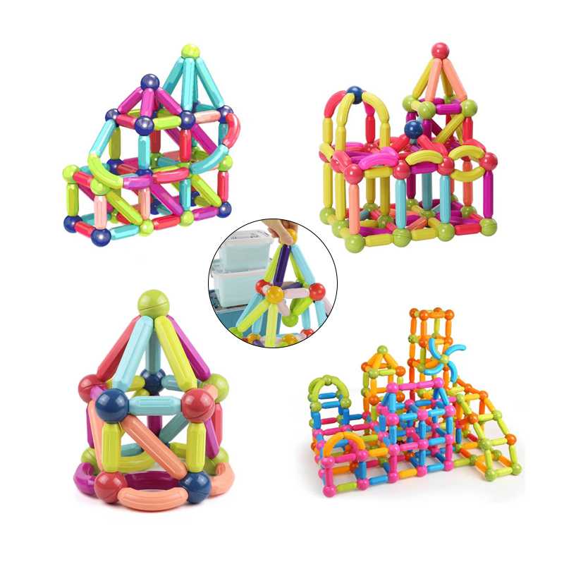 2024 New DIY Assembly Magnetic Stick Building Blocks STEM Magnetic Rods and Balls Toy for Kids Learning