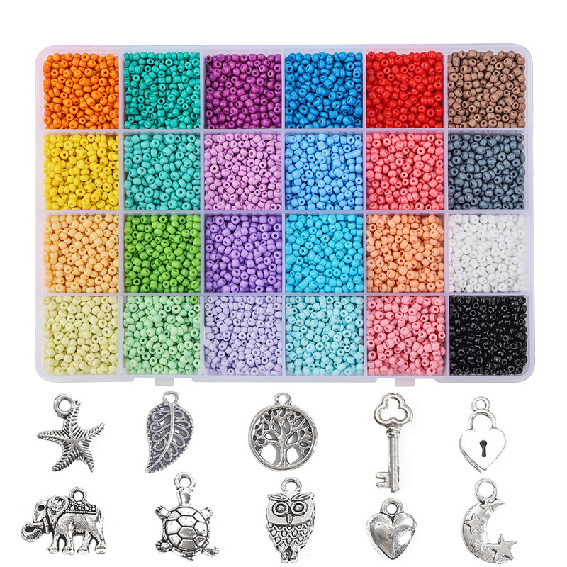 Beads Tool Set Kids 24 Girds Water Sticky Beads DIY Art Crafts Bead Kits for Jewelry Making