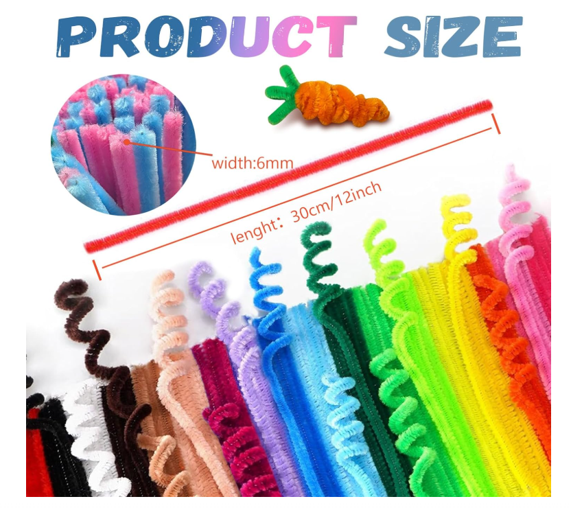 Educational Chenille Tinsel Stem Pipe Cleaners Creative Handmade Craft Kits Decorative Pipe Stems (30cm) BAINING Brand