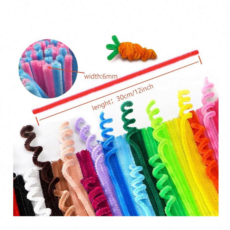 Custom Craft 8mm Chenille Plush Pipe Cleaner Creative Crafting Educational Hobby Activity DIY Flower Kit Customizable Color Size