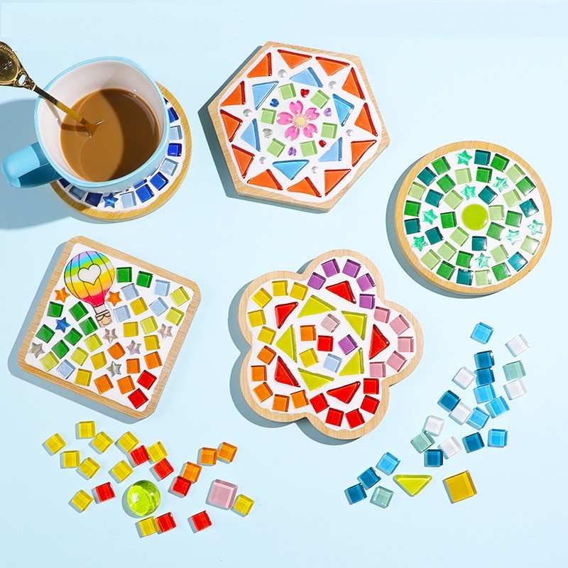 2024 Popular Handmade DIY Mosaic Wood Bamboo Coaster Kit for Home Decor Birthday Gift Adults Crafts