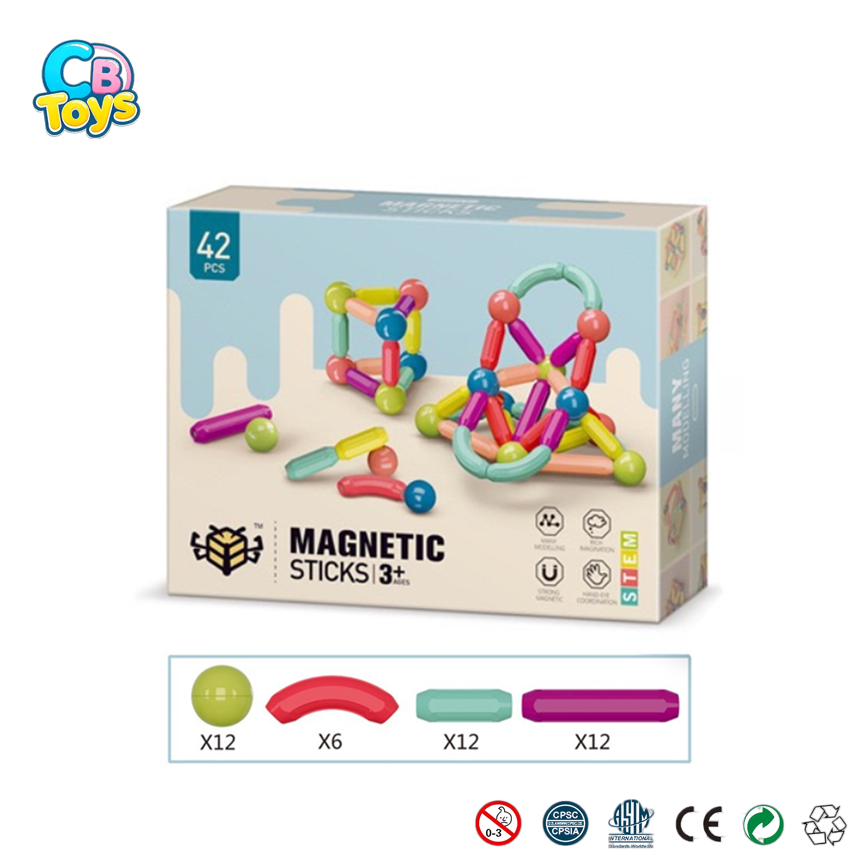 2024 New DIY Assembly Magnetic Stick Building Blocks STEM Magnetic Rods and Balls Toy for Kids Learning