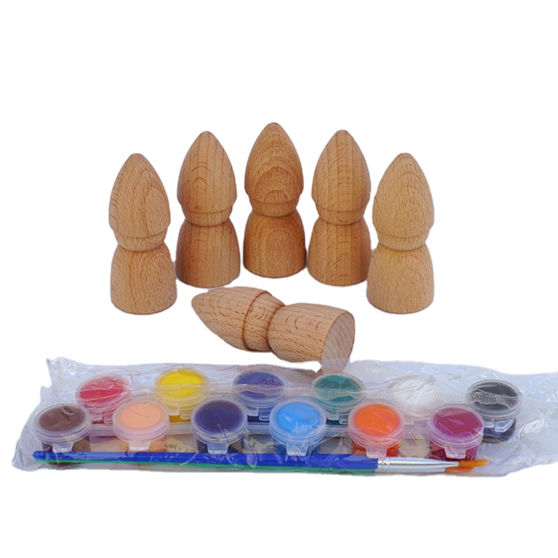 Wooden Diy Toy Wooden Miniature Figures Wooden Rainbow Pointy Head Wood-dye Painting Kit