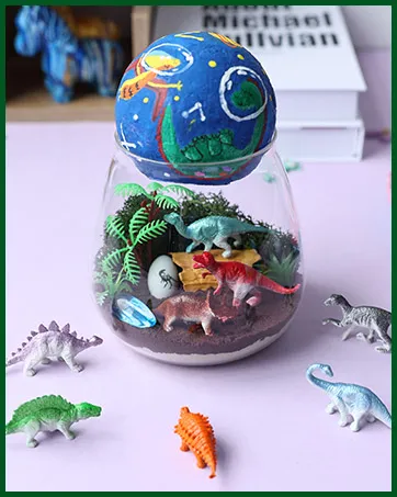 Kids DIY Dinosaur Terrarium Kit Moon Lamp Flower Pots