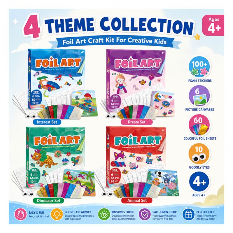 Forest Wildlife DIY Foil Art Craft Kit Metallic Foam Stickers Screenless Creative Activity Birthday Surprise for Kids