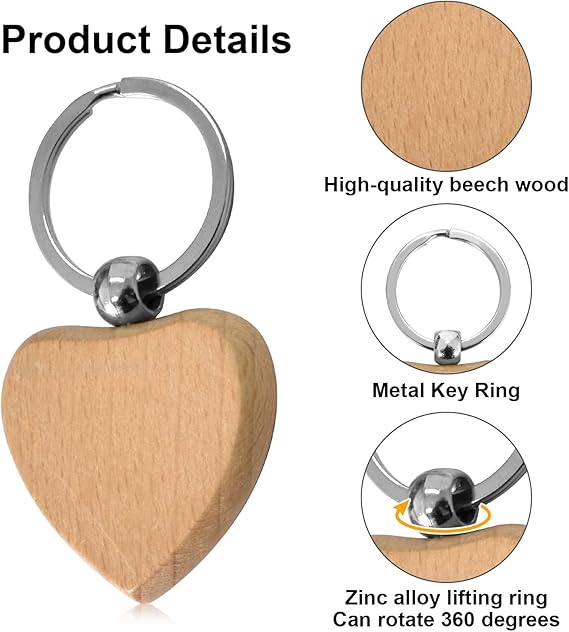 Trending EU Kids Learning Kits Polished Wood Keychain Blanks with Split Rings DIY Engraving Crafts for Educational Gifts