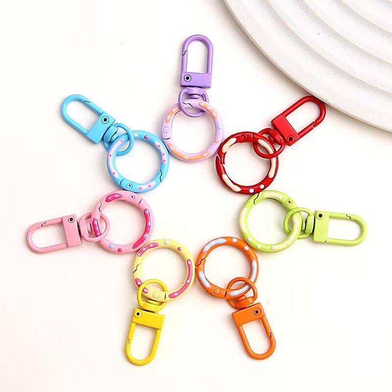 DIY Modern Jewelry Making Kit Matte Lacquer Gate Buckle Donut Spring Ring Iron Keychain Clasp Phone Chain Bag Charm Material QY