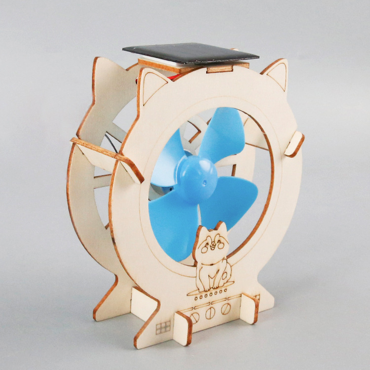 OKYN-G6795 DIY Solar Powered Wooden Fan Craft Kit Educational Science Experiment STEM Activity Toy