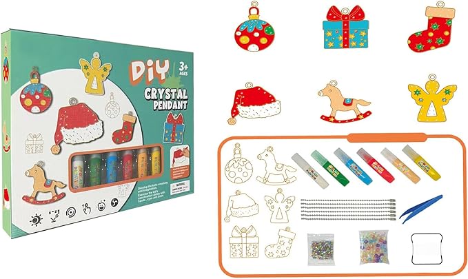 DIY Crystal Paint Arts and Crafts Set, Diamond Crystal Pendant Kit Painting Crafts Graffiti Painting Pendant