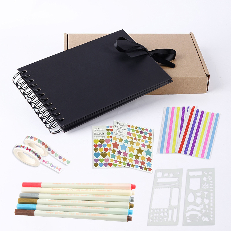 21.5*15cm Scrapbook Kit Diary Memory Paper Gift Set for Kids Scrapbook Kit with Sticker &amp; Washi Tape Color Pens Photo Album Kit