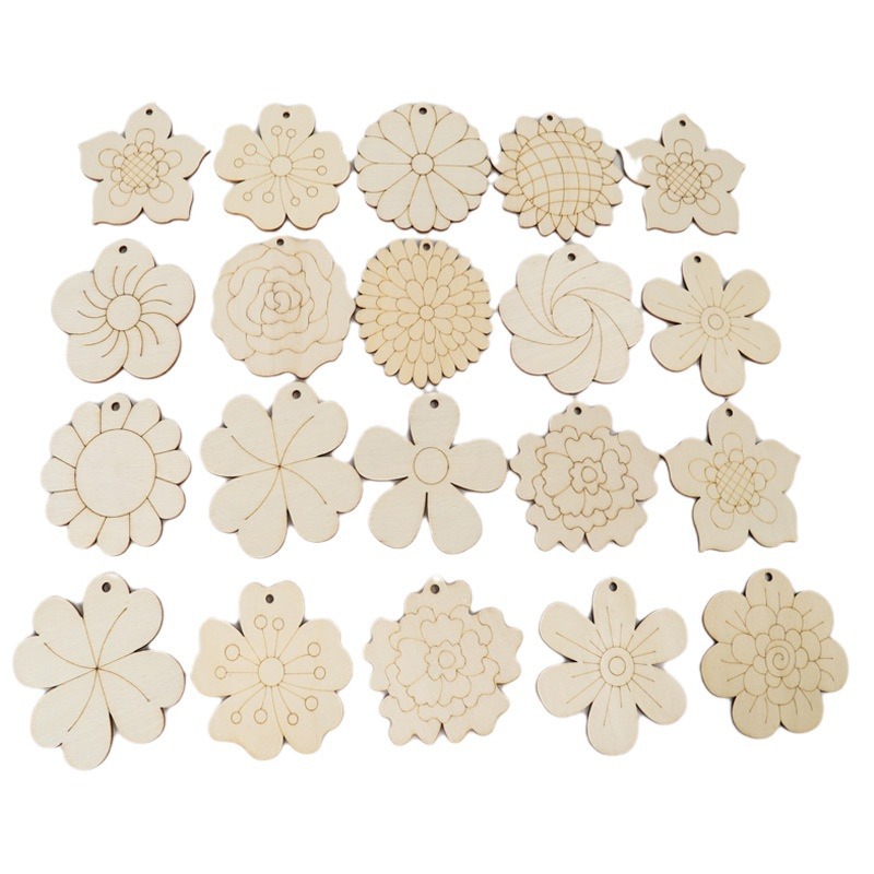 Wholesale Kids Educational DIY Craft Kit Cartoon Wooden Flower Wood Pieces Art Projects Gift Decoration Dropshipping Available