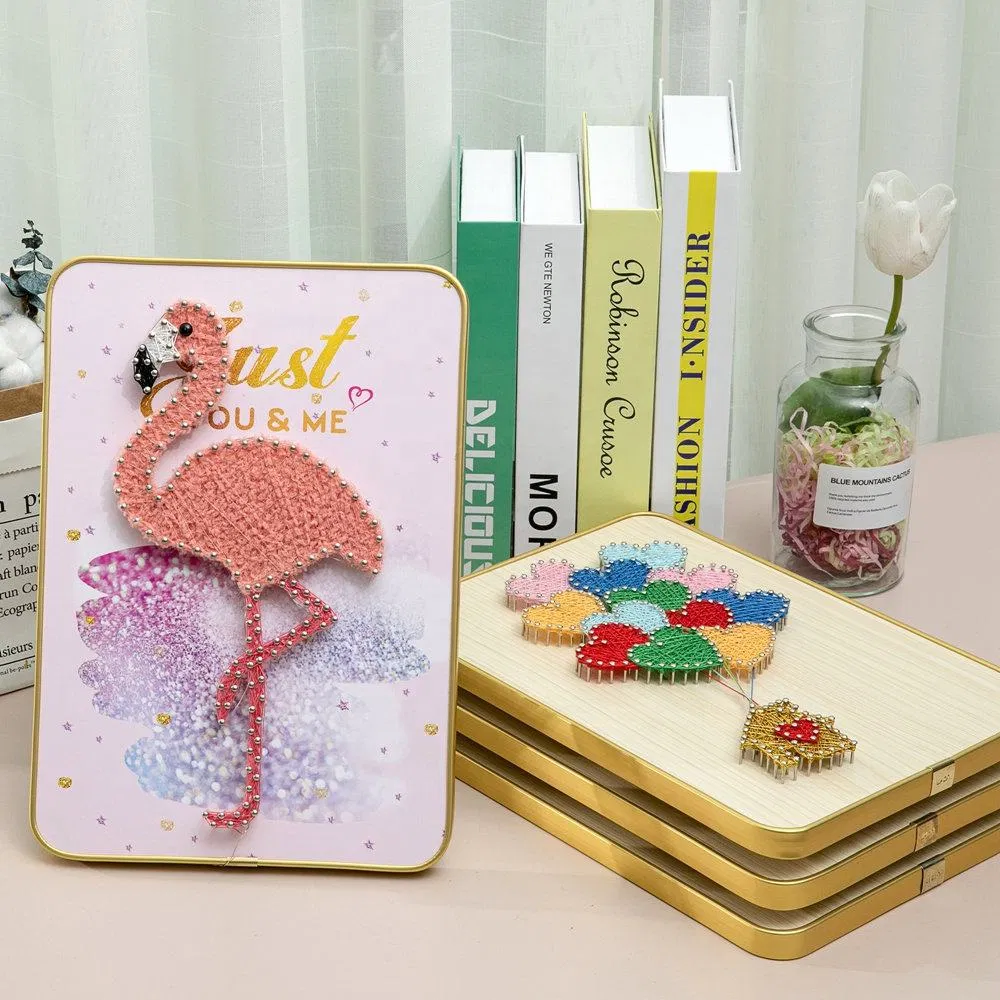 Handmade DIY Aloe Wood String Art Craft Kit Unique Home Decoration Sewing & Weaving Toys Gift Carton Box Included
