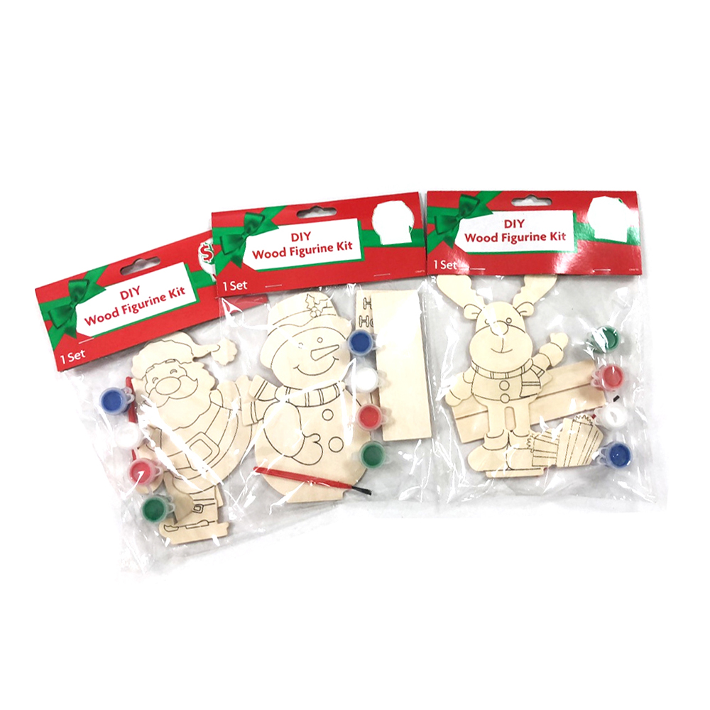 China Children DIY Wood Painting Craft Kit Kids Educational Toys Painting Kit DIY Wooden Christmas Paint Set
