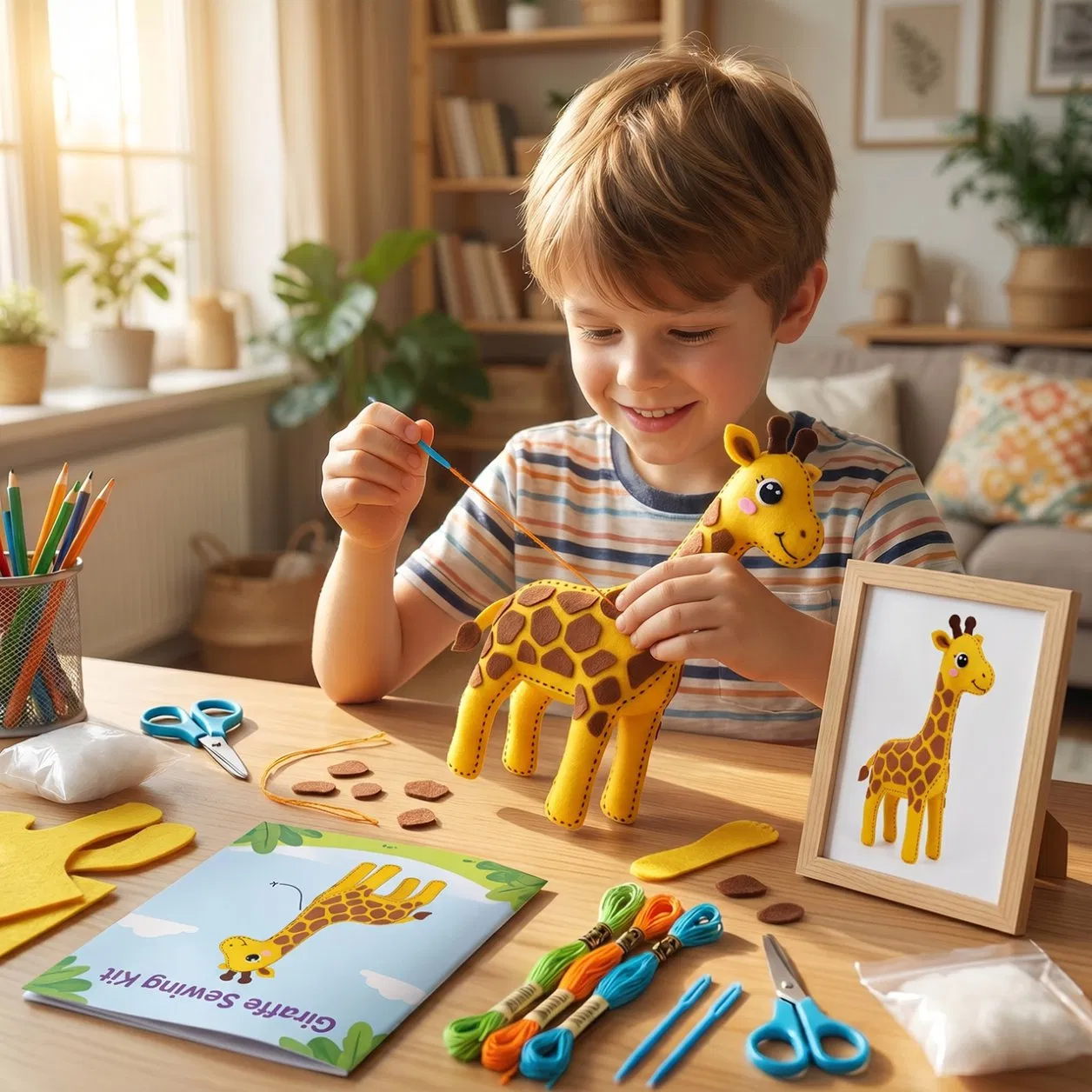 Kids DIY Giraffe Felt Sewing Kit Mini Portable Travel Craft Ages 7+