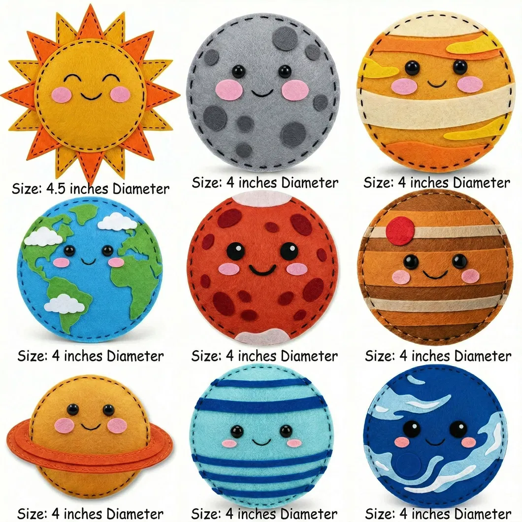 Kids DIY Solar System Sewing Kit Mini Portable Travel Craft Ages 7+