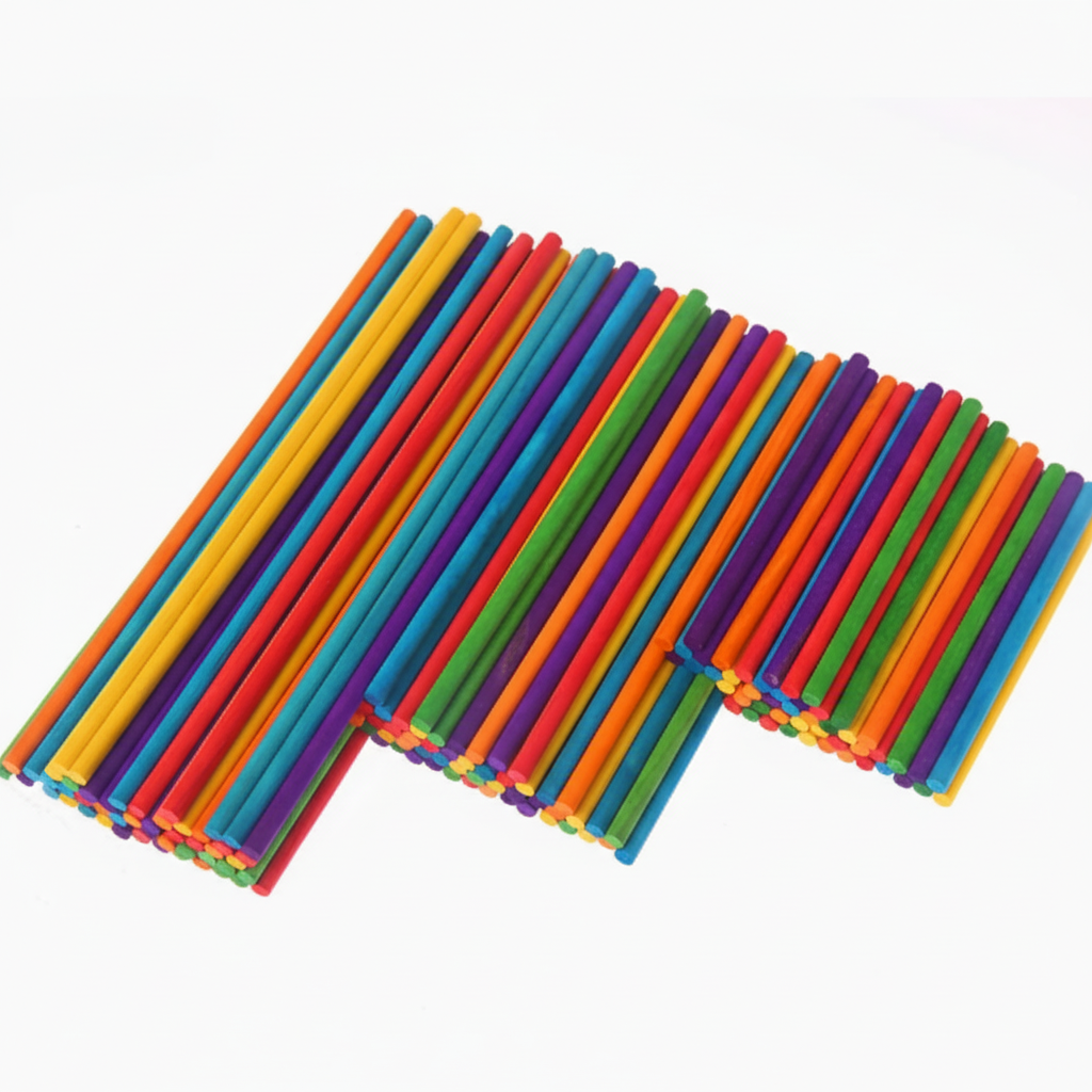 Eco-Friendly Polished Colored Wooden Dowel Home Craft Supplies DIY Projects Educational Tools Early Learning Kit Safety
