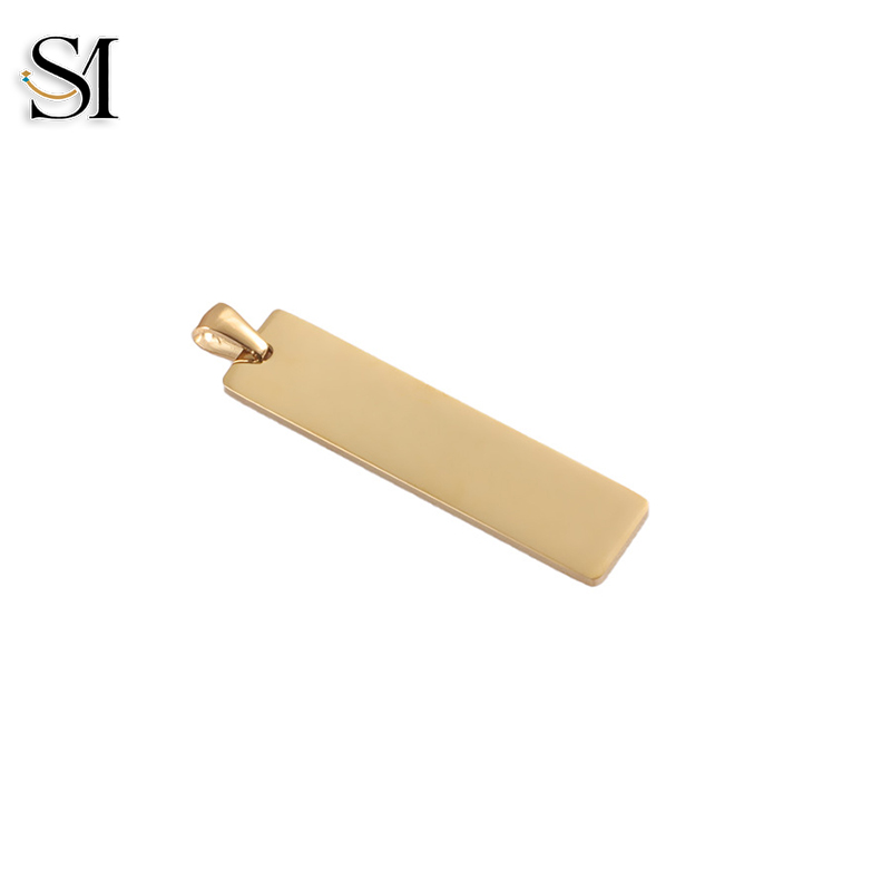 DIY Rectangle Stainless Steel Jewelry Making Kit 18K Gold Plated 10mm*40mm Pendant for Necklace