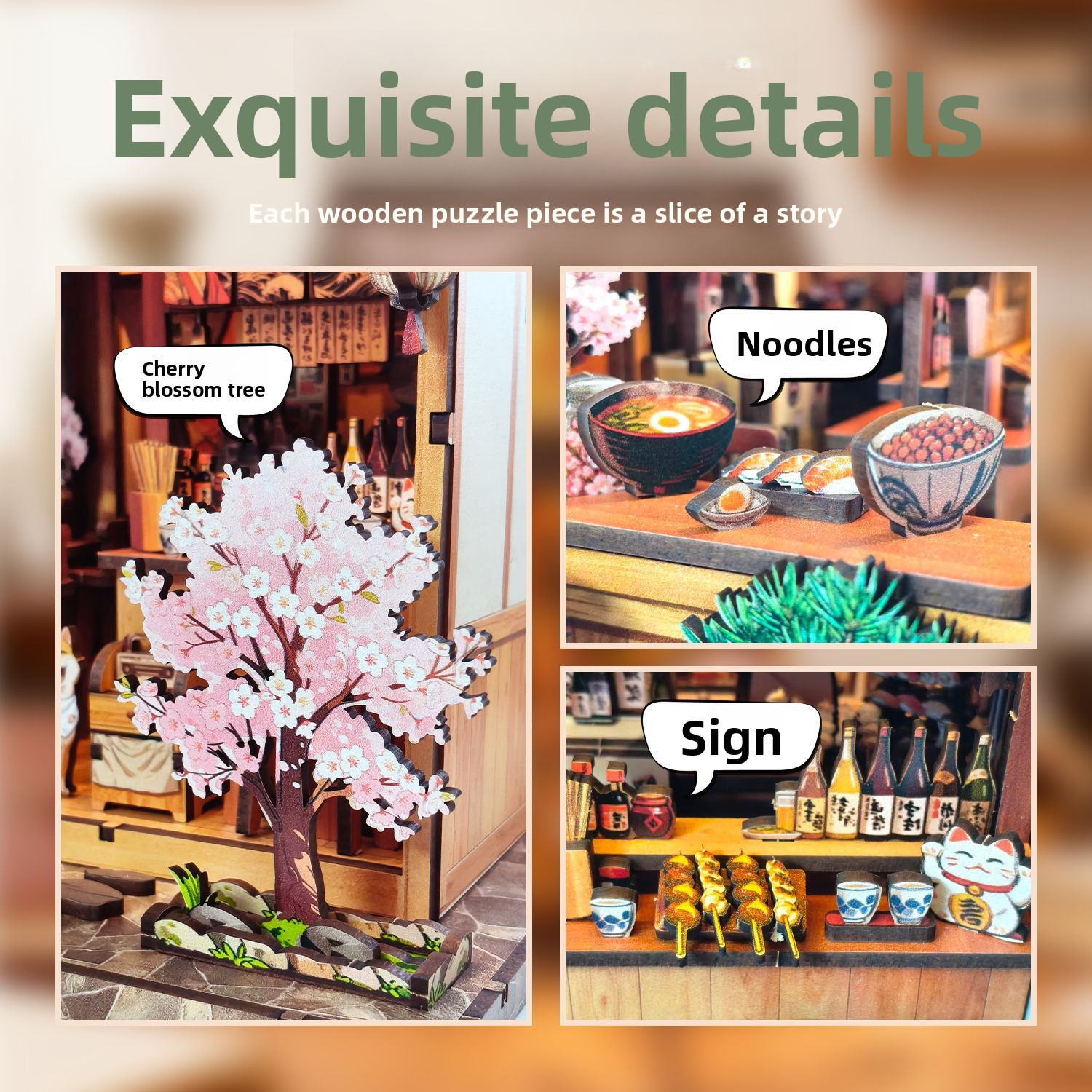 Japanese Style DIY Miniature House Kit Yakitori Shop 3D Wooden Puzzle Izakaya Restaurant Scene Handmade Building Model Decor