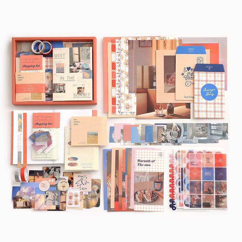 Modern Scrapbooking Supplies Kit A6 Grid Notebook DIY Journaling Stationery Eco-friendly 155 Pcs Personalized Personal Gift Set