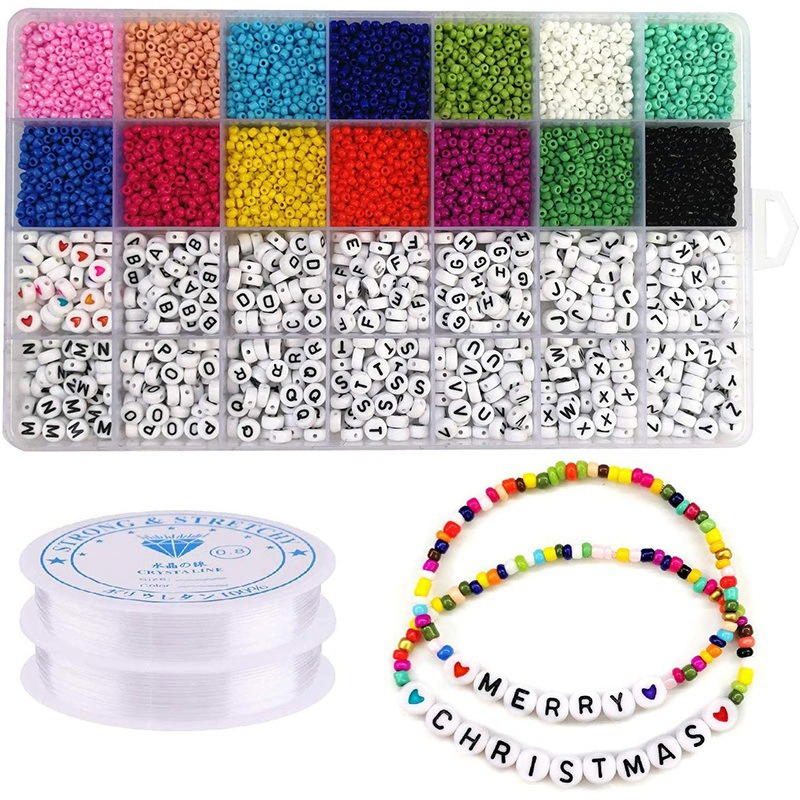 Handmade Polymer Clay Acrylic Plastic Beads DIY Bead Kit Bracelet Kids Jewelry Making Toys Kit