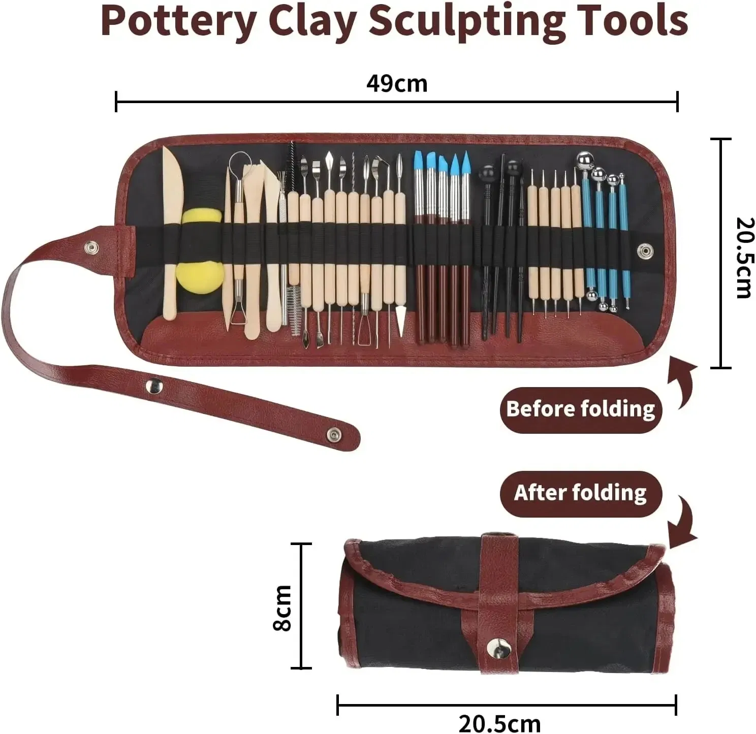 36PCS Pottery Clay Sculpting Tools Pottery Carving Tool Kit with Case Bag