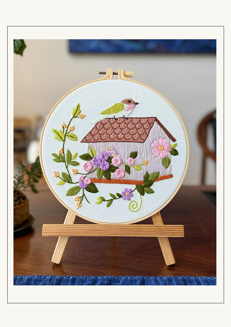DIY Embroidery Kits Eco-Friendly Flower Bird Cross Stitch Pattern Home Hanging Painting Sewing Kit with Handmade Embroidery