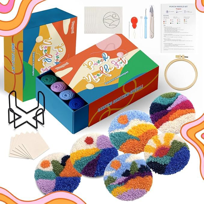 DIY Punch Needle Embroidery Kit for Beginners Adults Kids Including Patterns Punch Needle Coaster Kit