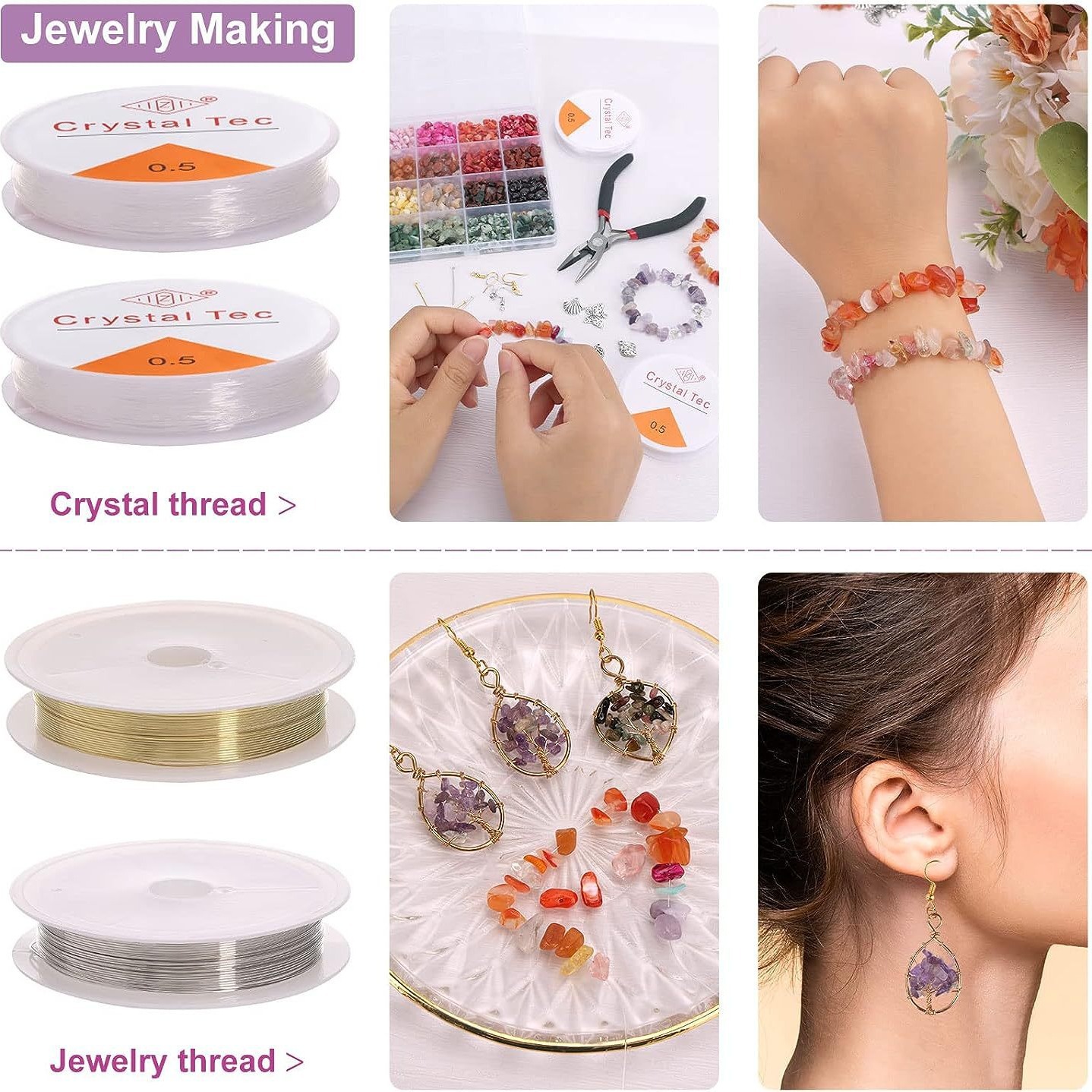 DIY Crystal Jewelry Making Kit Natural Irregular Gemstone Beads Set with Pliers Wire Charms for Bracelet Ring Earring Crafts