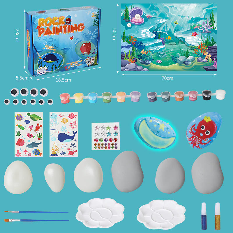 Marine Animal Graffiti Art Sets DIY Creative Stone Drawing Educational Toy Rock Painting Kit
