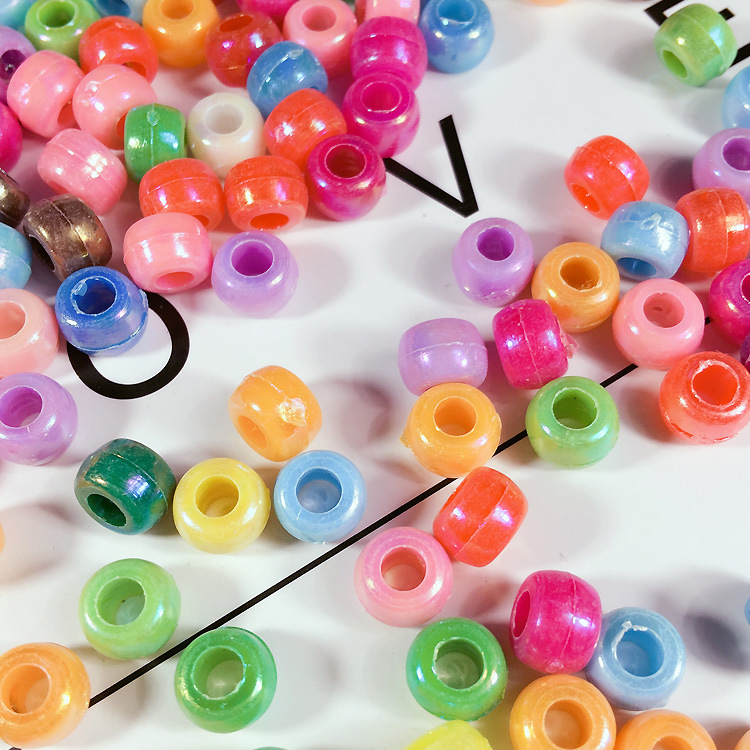 Colorful 6x9mm Round Plastic Kandi Acrylic Pony Beads Bulk Colorful DIY Craft Bracelets Necklace Party Jewelry Making Kit