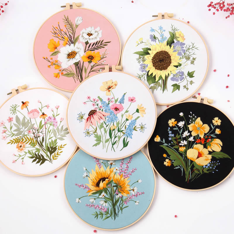 2026 Cross Stitch Kit Stamped Cross-Stitch Diy Set Embroidery Starter Kit Set With Flowers Plants Pattern