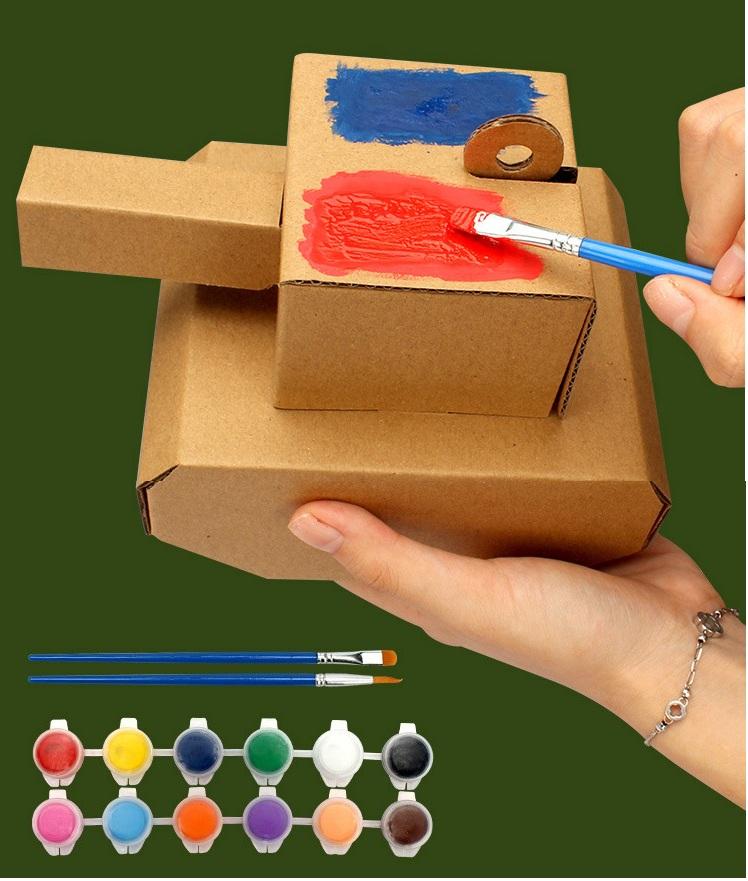 DIY Assembly Corrugated Paper Craft Kids DIY Model 3D Jigsaw Foldable Cardboard Toy With Painting