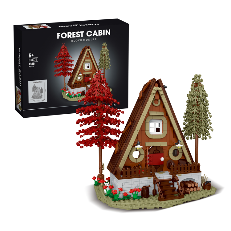 1689 PCS Forest Cabin with Triangular Roof and Light Effects Building Blocks Toy for Kids - Woodland Fun & Nature-Inspired STEM