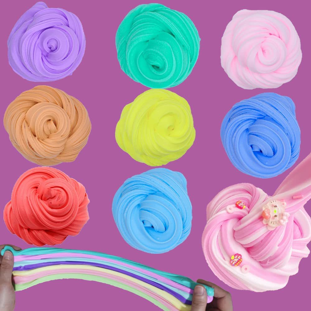 Ice Cream Slime Set Two Color Mixed Slime Kit Foam Glue Cotton Mud DIY Toy Non-toxic Glue Supplies for Kids Girls Boys 70ML