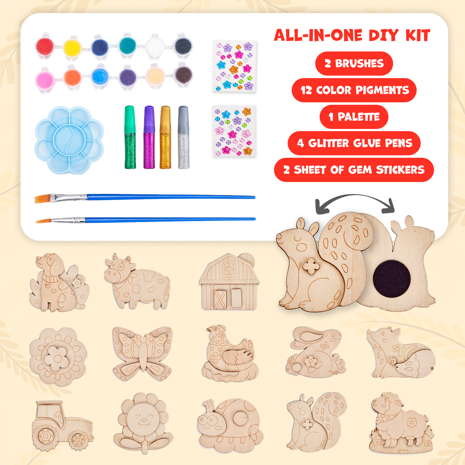 Joycat Educational Toys Wooden Art Craft Supplies Painting Kit DIY Wooden Magnet for Boys Girls Easter Crafts Gifts Toys Goodie
