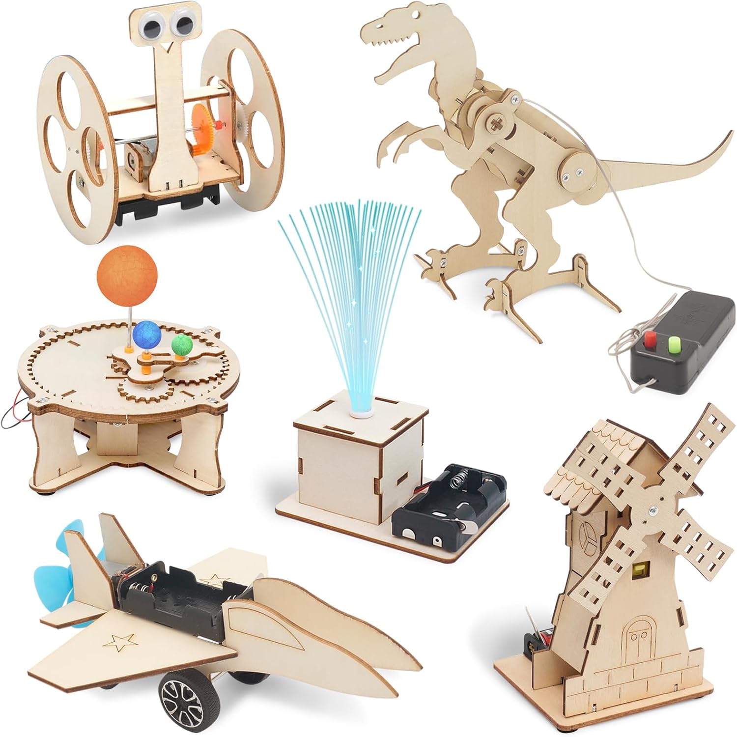 Science Kits for Kids 6PCS DIY Robot Construction Set STEM Experiment Kit 3D Wooden Toys for Boys Ages 8 to 14