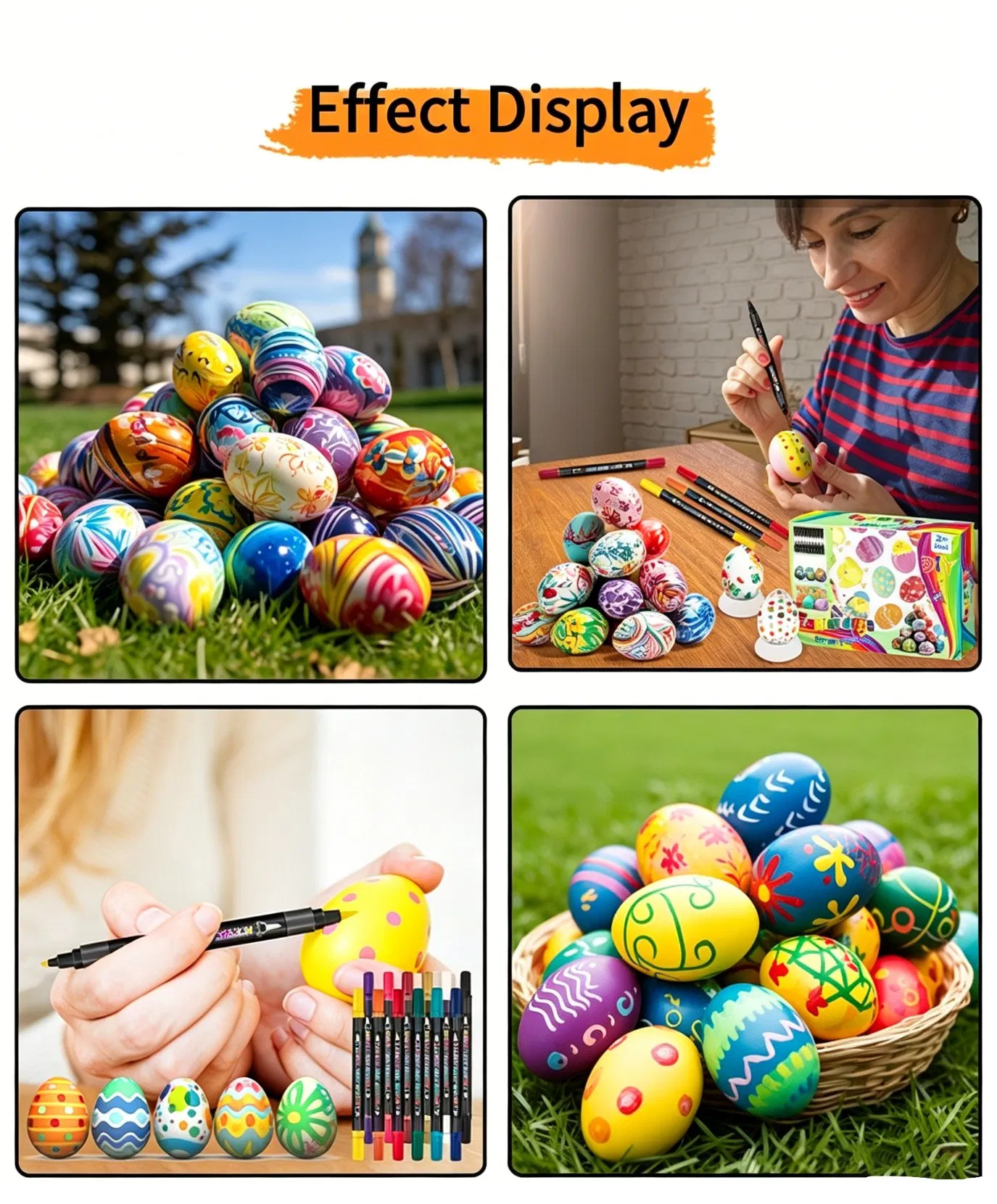Customizable Best-Selling DIY Easter Egg Painting Kit with Water-Based Acrylic Markers