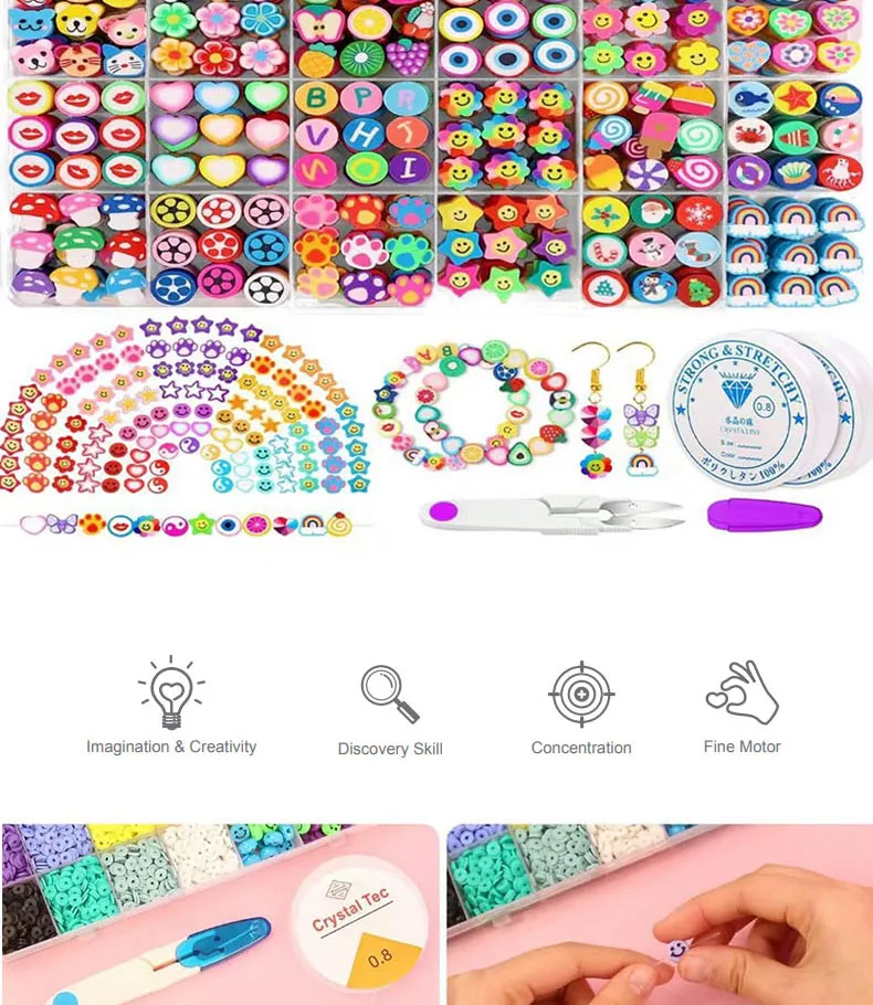 Clay Polymer Beads Flat Round Spacer Heishi Craft Kit
